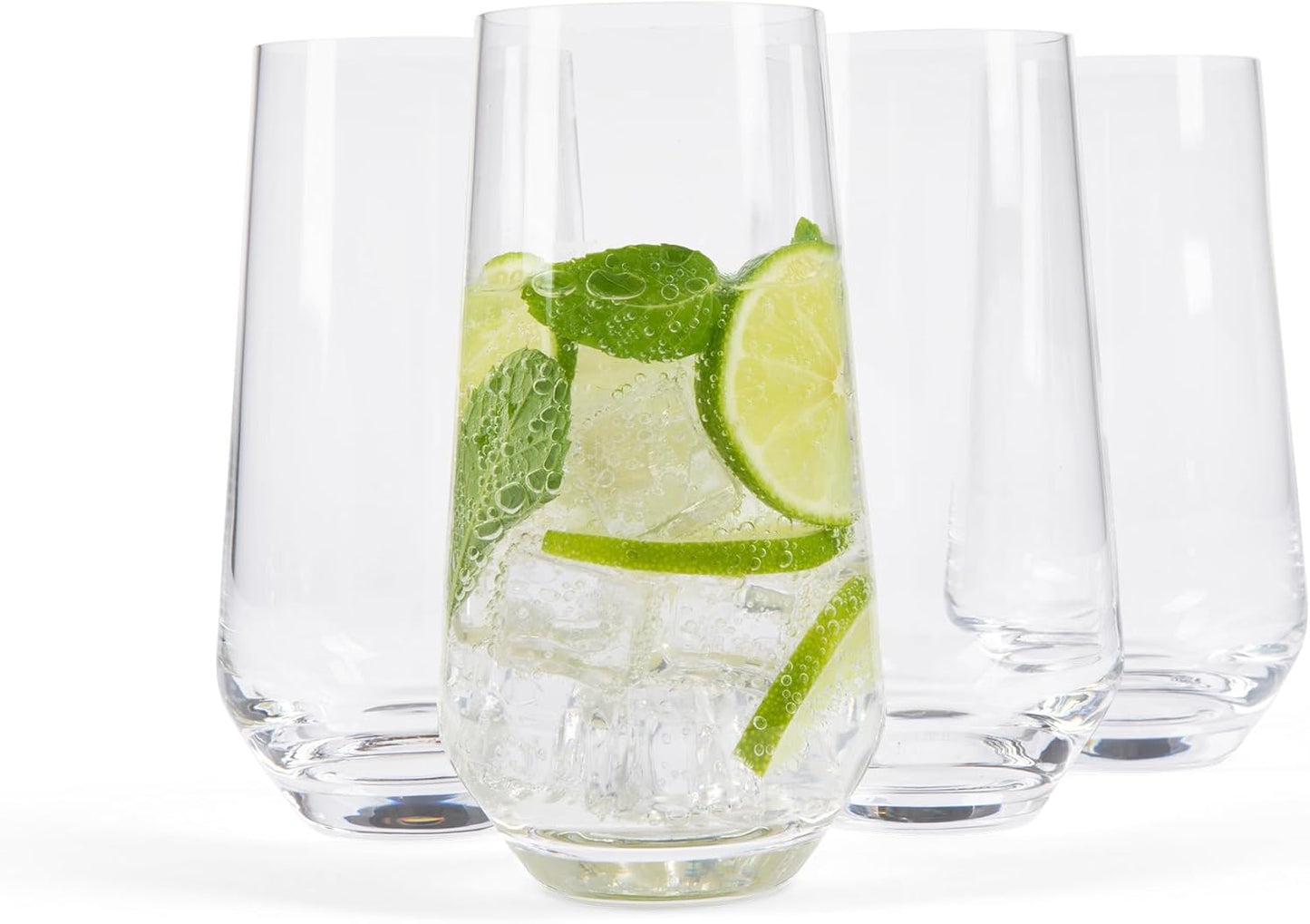 Larder & Vine Crystalline Glassware Tumbler Set, Artisan Drinkware for Cocktails, Water, Whiskey or Spirits, Handmade in Poland (Classic Tall)