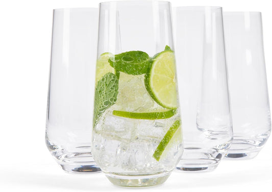 Larder & Vine Crystalline Glassware Tumbler Set, Artisan Drinkware for Cocktails, Water, Whiskey or Spirits, Handmade in Poland (Classic Tall)