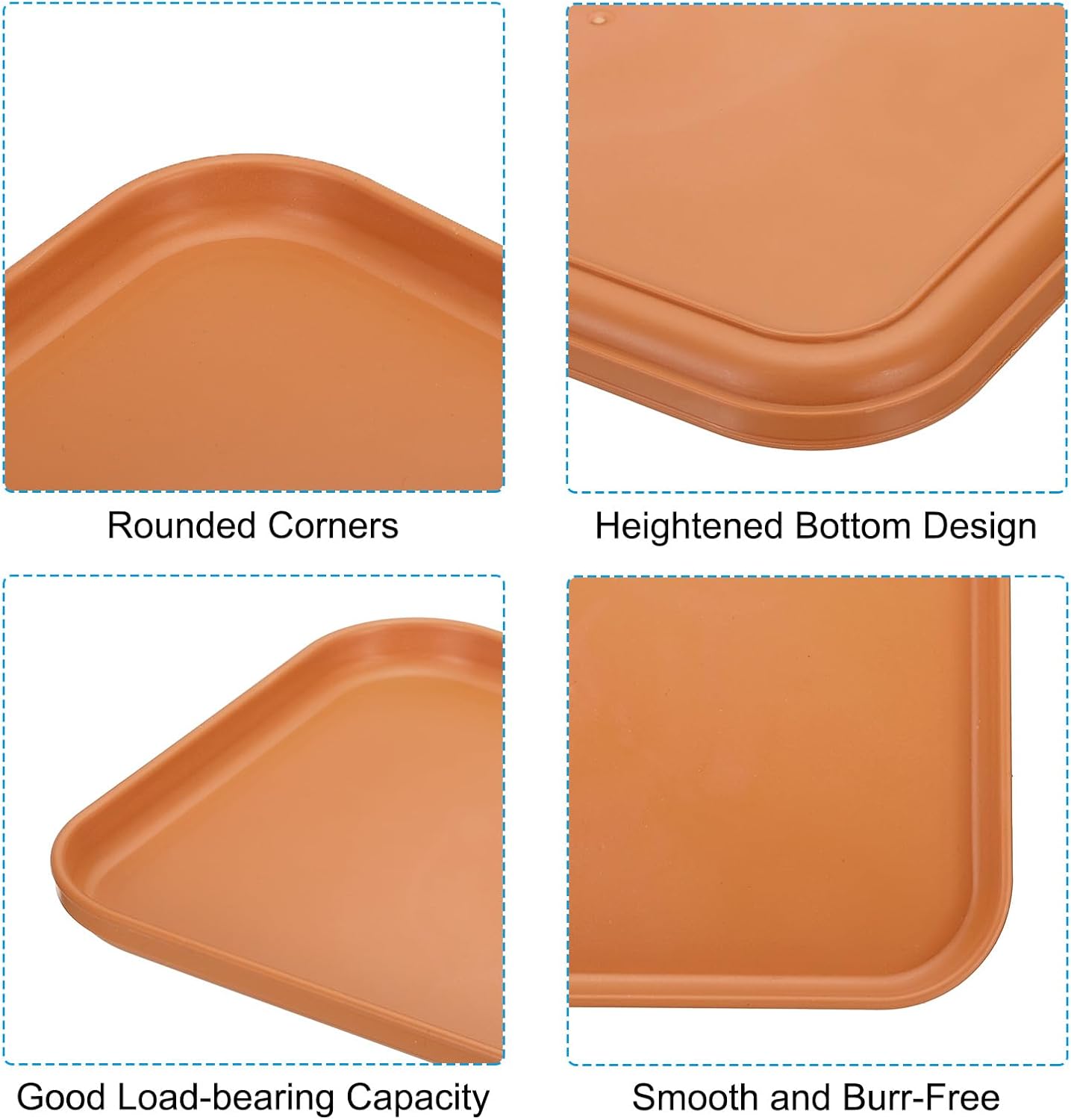 PATIKIL Plastic Fast Food Serving Tray, 2 Pcs 15" x 10.6" Reusable Rectangular Cafeteria Serving Platter for Party Kitchen Restaurant, Orange