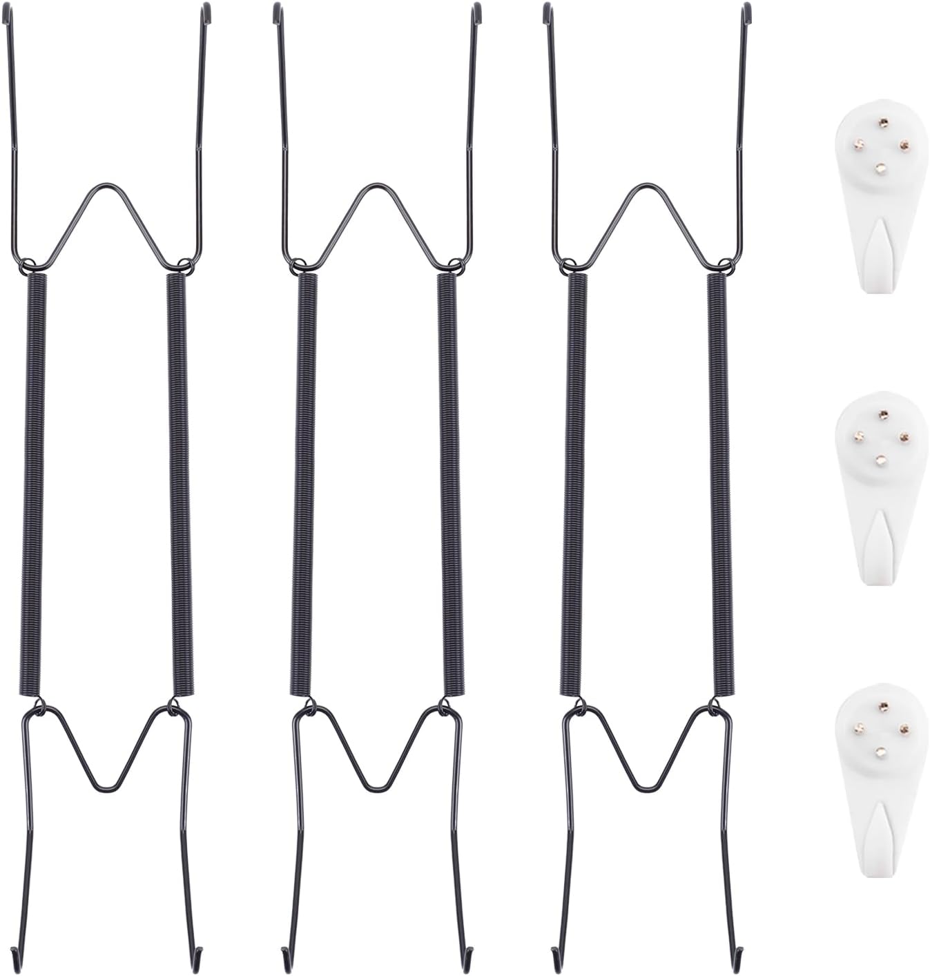 Bilillo 3 Pack Plate Hangers for The Wall, Suitable for 12''-16'' Decorative Plate,Invisible Heavy Duty Wire Plate Holder with Wall Hooks, Plate Hangers for Displaying Plates, Platter, Dish (Black)