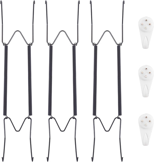 Bilillo 3 Pack Plate Hangers for The Wall, Suitable for 12''-16'' Decorative Plate,Invisible Heavy Duty Wire Plate Holder with Wall Hooks, Plate Hangers for Displaying Plates, Platter, Dish (Black)