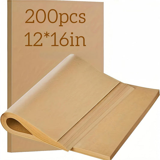 200 Pcs Parchment Paper 16"x12"- Non-Stick Precut Baking Sheets for Air Fryer, Oven & Half Sheet Pans, Unbleached High Heat Parchment Paper for Baking, Grilling