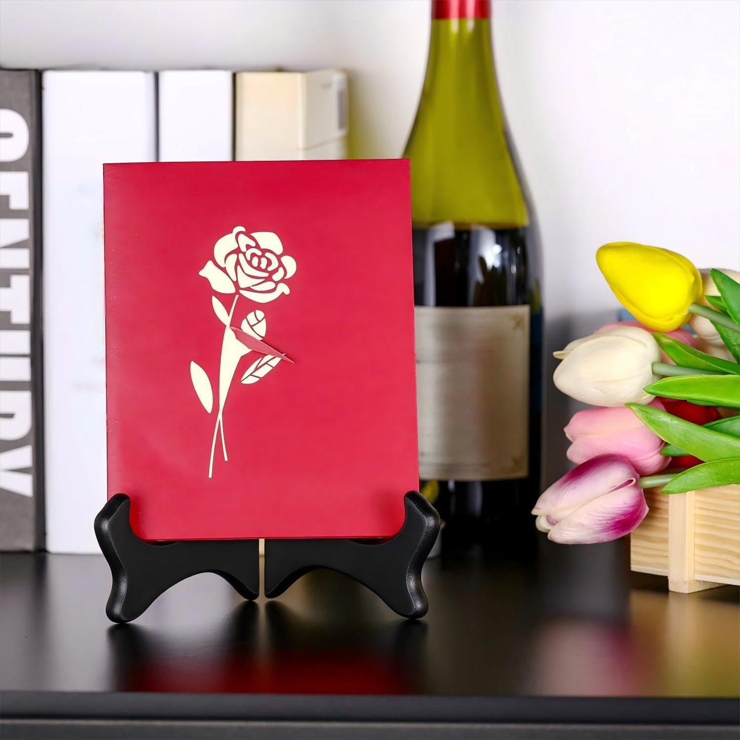 Tatuo 4 Packs Wooden Display Stand Decorative Plate Stands for Display Picture Frame Holder Easels