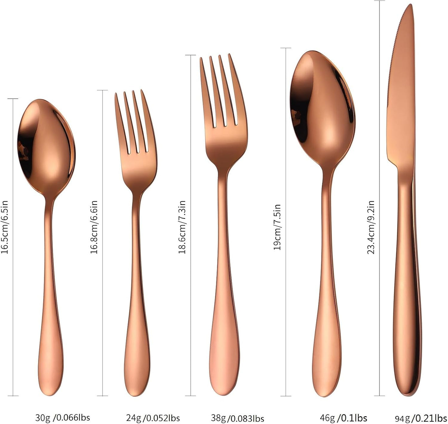 Copper Flatware Set 8 Stainless Steel Silverware 40 Pieces include Forks Spoons Knives Heavy Duty Durable for Home Kitchen Festival Parties Resturant Utensils