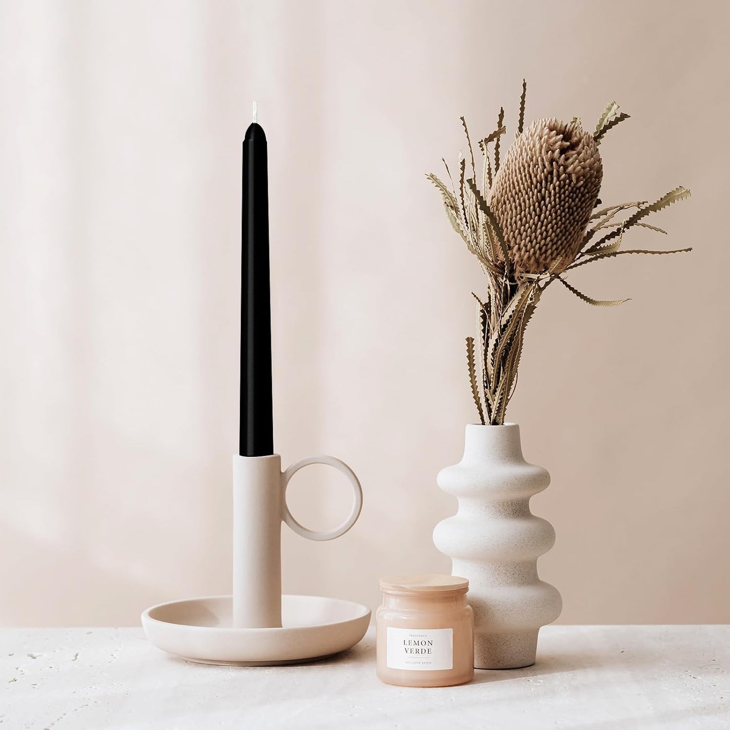 12 Pack Black Taper Candles 10 inch - Taper Candles Dripless, Smokeless, Unscented - 8 Hours Long Burning - Hand Poured Tall Candlesticks - Perfect for Home Decor, Weddings, and Special Occasions