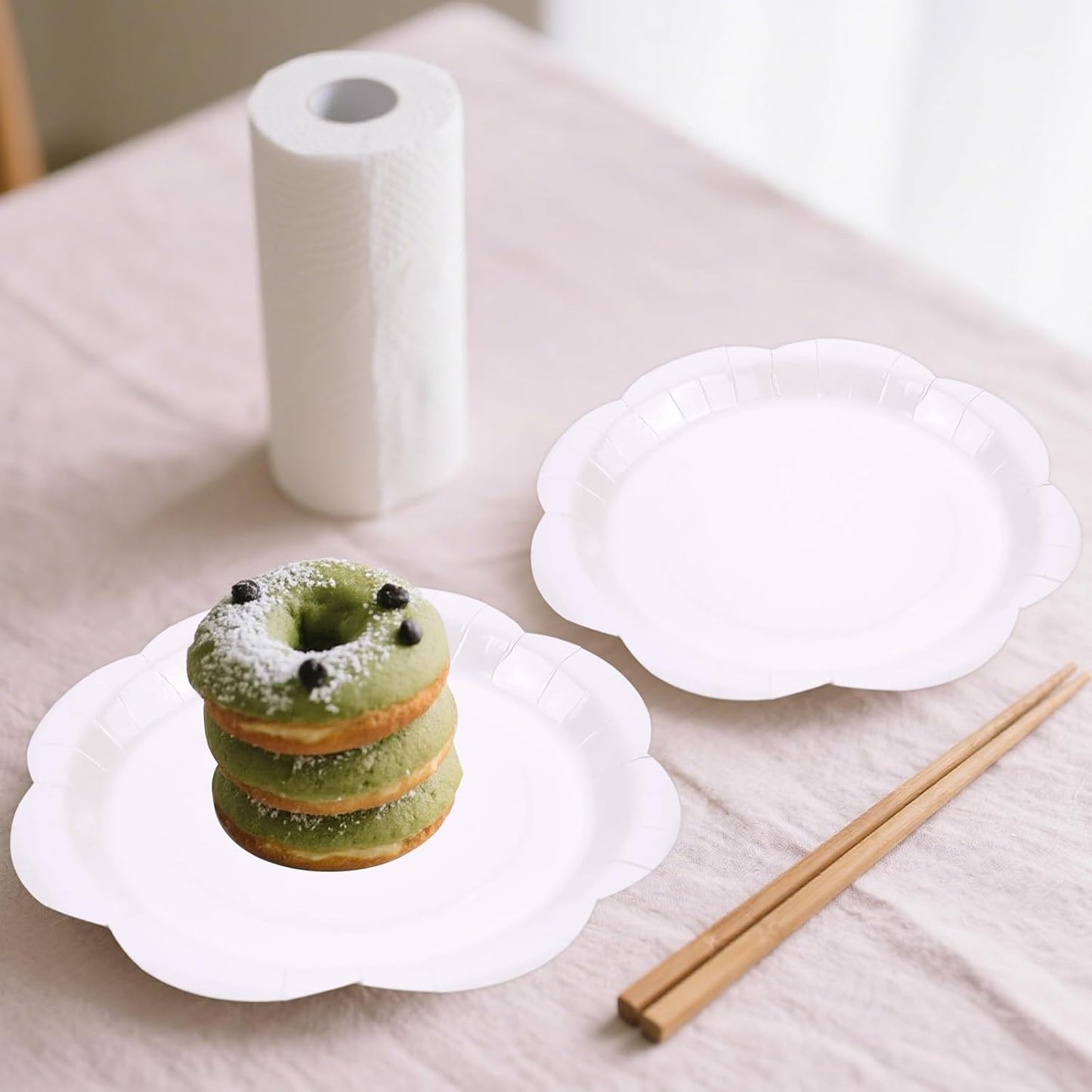 50 Pack White Paper Plates 7 Inch, Disposable Scalloped Plates Cake Dessert Plate for Dinner Baby Shower Wedding Bridal Shower Birthday Party Supplies (White, 7 inch)