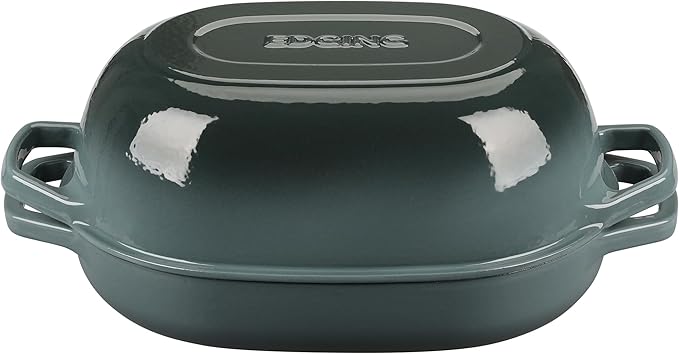 Enameled Cast Iron Oval Dutch Oven Pot with Lid, Dutch Oven for Sourdough Bread Baking, Oval Bread Pan, 7qt, Seasalt