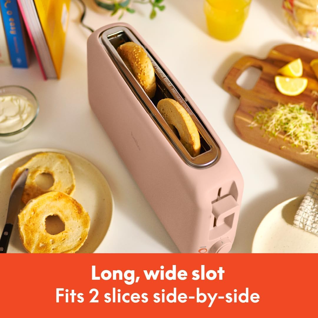 bella 2 Slice Slim Toaster, Fits-anywhere™ Kitchenware, 6 Setting Shade Control with Reheat & Cancel Buttons, Fits sourdough, 10” Long Slot, Anti Jam & Auto Shutoff, 900 Watt, Blossom