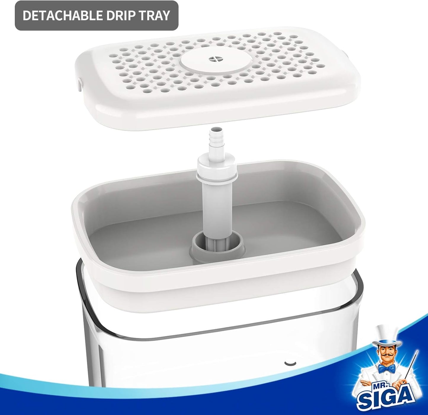 MR.SIGA 2 in 1 Premium Soap Dispenser and Sponge Holder, Dishwashing Soap Pump Dispenser for Kitchen Countertop, White