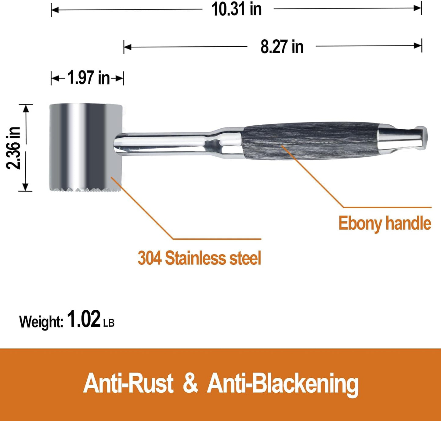 Meat Tenderizer Mallet - Lever Labor-Saving 304 Stainless-Steel Meat Tenderizer Tool for Tenderizing Chicken, Beef, Pork