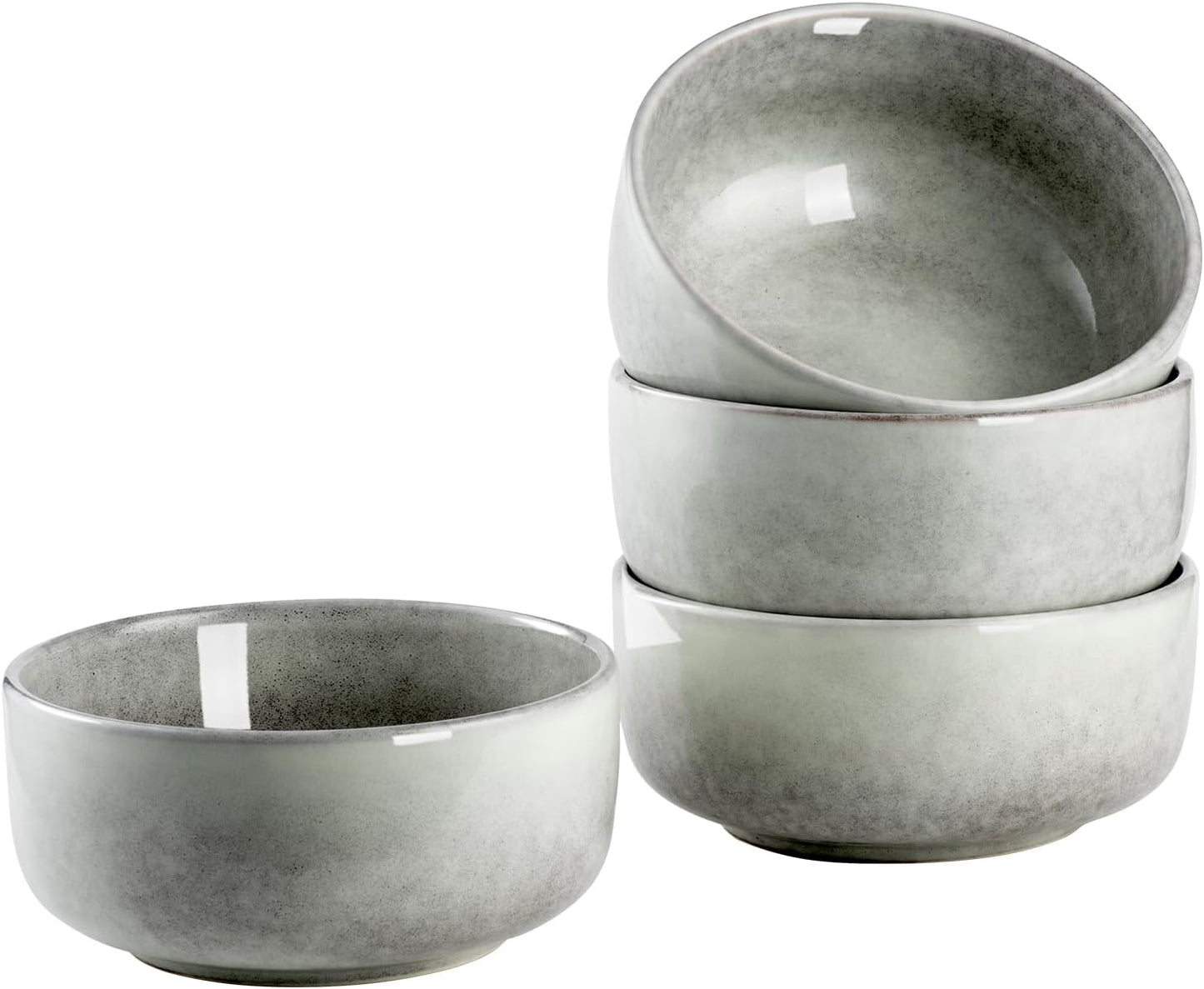 Henten Home Ceramic Otmeal Bowl Set of 4, 26 OZ Porcelain Bowls for Cereal, Salad, Soup, Noodle, Serving Stoneware Set, Reactive Glaze, Microwave & Dishwasher Safe (Grey)