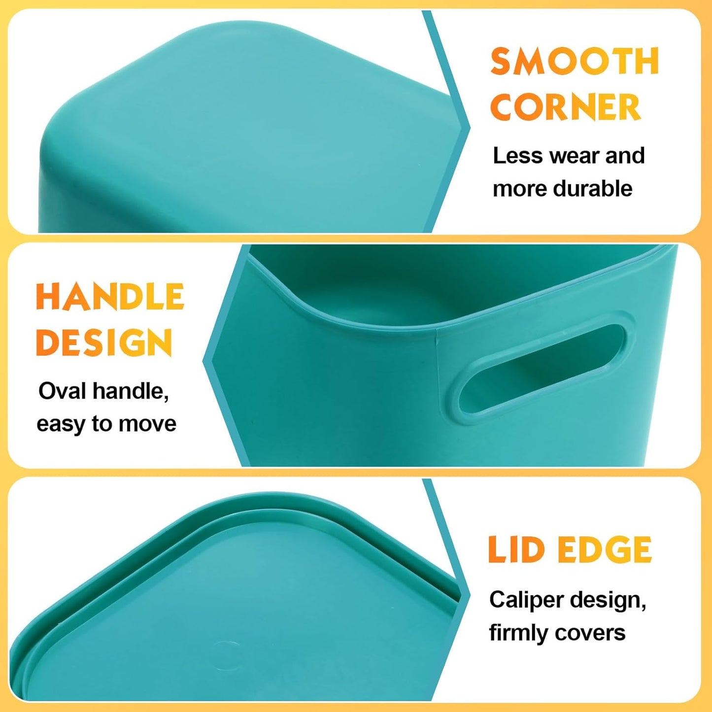 Hoolerry 8 Pieces Colorful Storage Bins with Lid, Plastic Storage Basket Organizing Container Stackable Box with Handle for Shelves Desktop Playroom Office(14.2 x 10.2 x 9.5 Inch,Multi-colored)