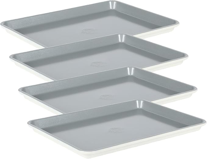 Sur La Table Kitchen Essentials Bake Sale 15 X 10 Inch PFOA, PFAS, PTFE Free Nonstick Cookie/Baking Sheet - Linen White (Pack of 4)