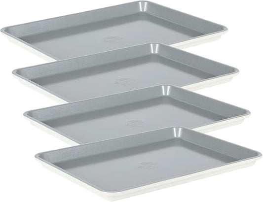 Sur La Table Kitchen Essentials Bake Sale 15 X 10 Inch PFOA, PFAS, PTFE Free Nonstick Cookie/Baking Sheet - Linen White (Pack of 4)