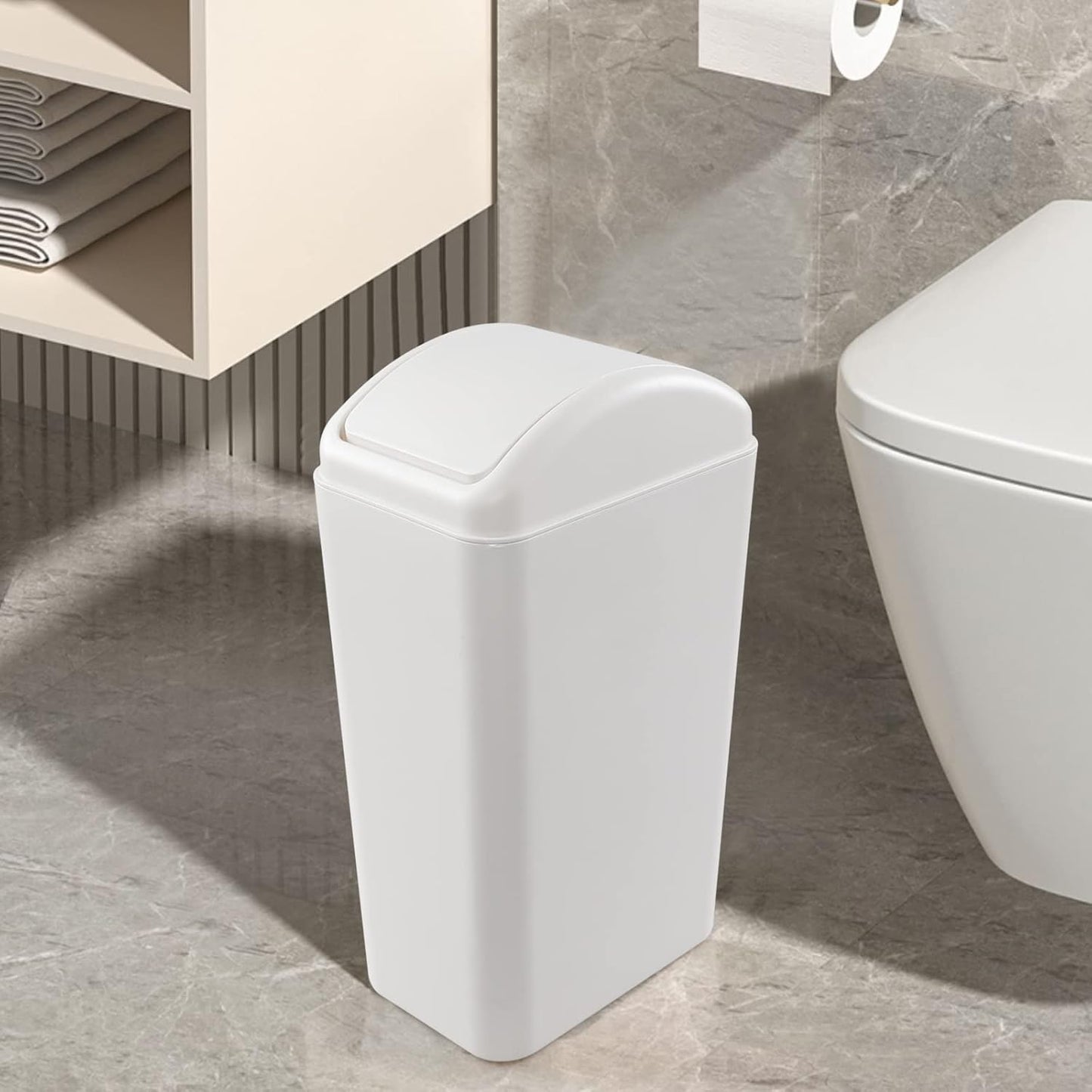 3.5 Gallon Plastic Trash Can with Swing Top, Swing Lid Waste Bin