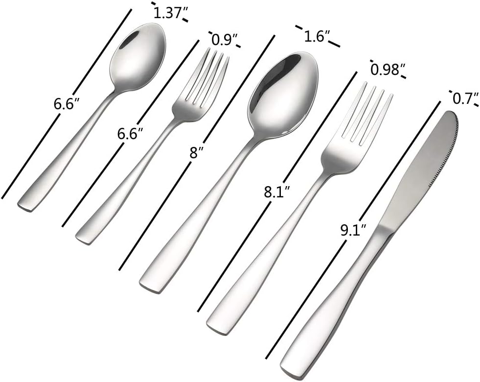 Asking 40-Piece Cutlery Set, Flatware Stainless Steel, Service for 8,