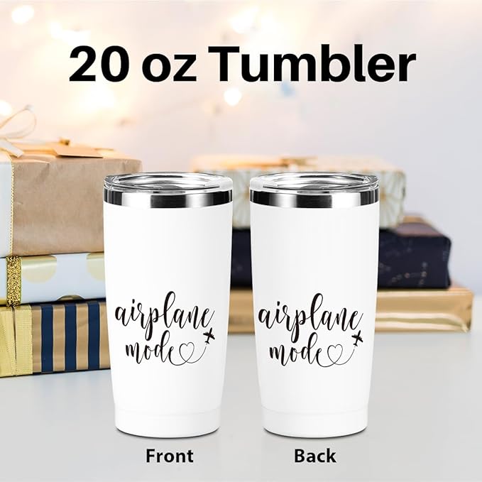 Airplane Travel Gifts Tumbler，Travel Essentials 20 oz Stainless Steel Coffee Mug，Insulated Cup with Lid for Car,，Flight Vacation Gifts for Women Men Travelers Trip Birthday Christmas Retirement