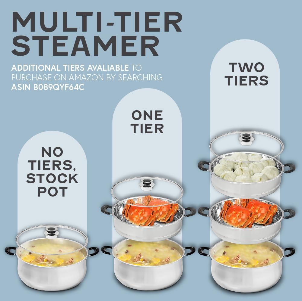 Concord 30 CM Stainless Steel 3 Tier Steamer Pot Steaming Cookware - Triply Bottom