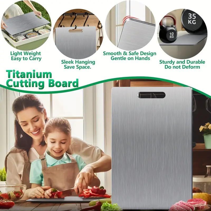 Katuchef Titanium Cutting Board - New Upgrade 100% Pure Titanium Cutting Boards for Kitchen Double Sided Non Toxic Cutting Board,Hygiene Durable Dishwasher Safe Chopping Board (3PC:S+M+L)