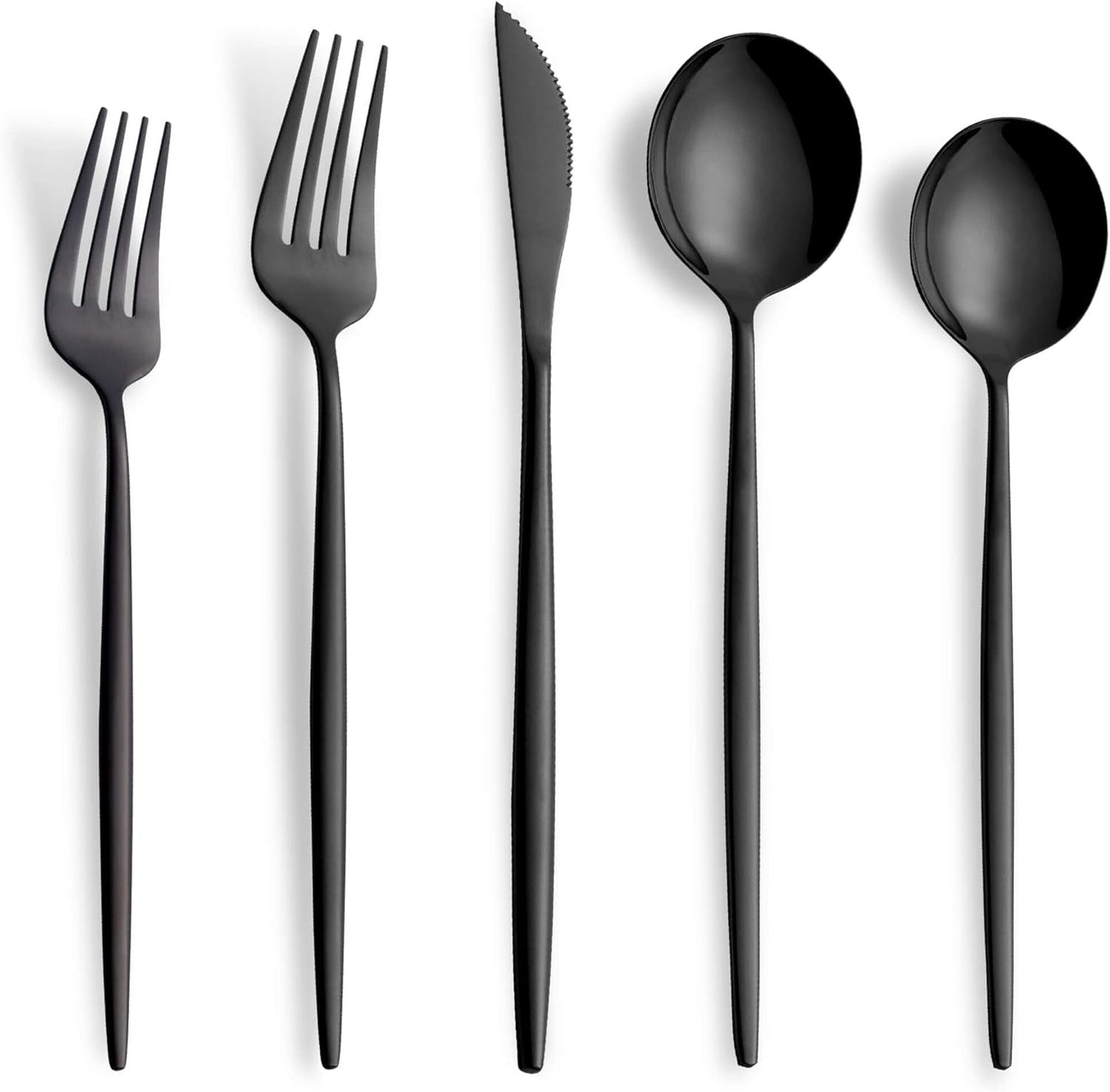 20 Piece Black Silverware Set,Stainless Steel Flatware Cutlery Set Service for 4 Including Forks Spoons Knives,Kitchen Utensil Set,Tableware for Home and Restaurant, Dishwasher Safe