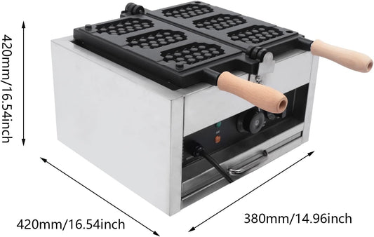 1400W Commercial Waffle Maker, Double-Sided Honeycomb Waffle Maker with Adjustable Temperature and Timer, Stainless Steel 3 Mold Waffle Machine for Homes Restaurants