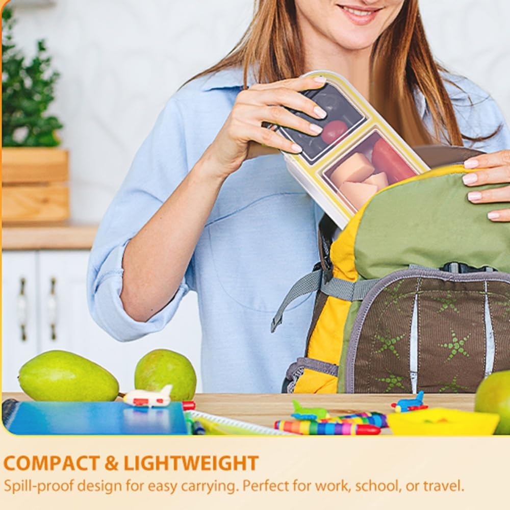 Stainless Steel Snackle Box - 3Compartment Bento Box for Kids & Adults, Reusable Food Storage Containers with Lids, Lunch Box for School (Yellow)