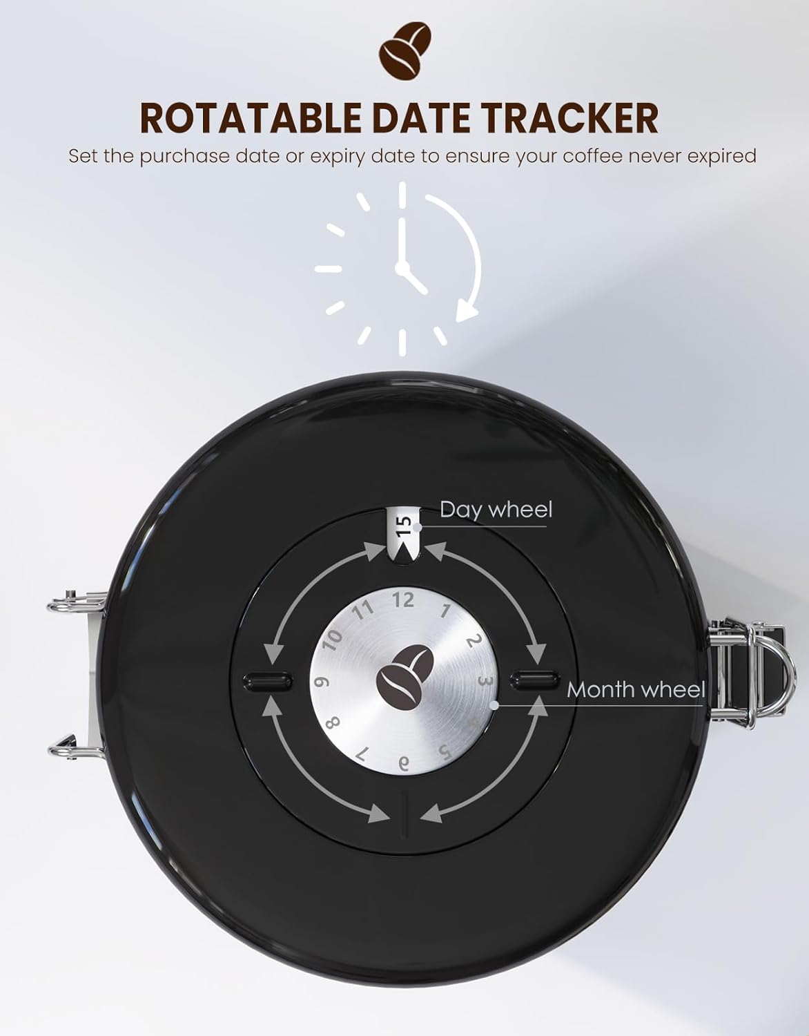 HAIOOU Large Coffee Canister, 38OZ Oversized Stainless Steel Coffee Bean Storage Container with Date Tracker, Measuring Scoop, CO2 Releasing Valves for Beans, Grounds and more - Gray
