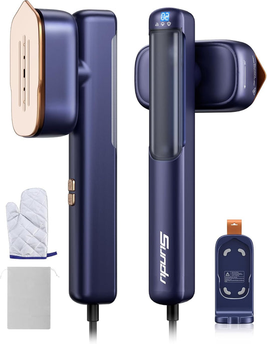 Steamer Iron for Clothes, Portable 2 In 1 Travel Handheld Garment Steamer,20 Minutes of Continuous Steam,100ml Water Tank,Steamer Ironing Gloves,1000W Light Steam Iron for Travel and Home(Slate Blue)