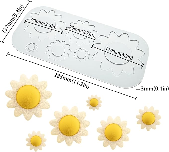mostsom Sunflower Lace Silicone Mold for Epoxy Resin, Chocolate, Cake Decoration, Candles, Homemade Crafts Fondant Mould, Sugarcraft Pad, Crispy Chip Decor, Kitchen Tool (A_ Sunflower)