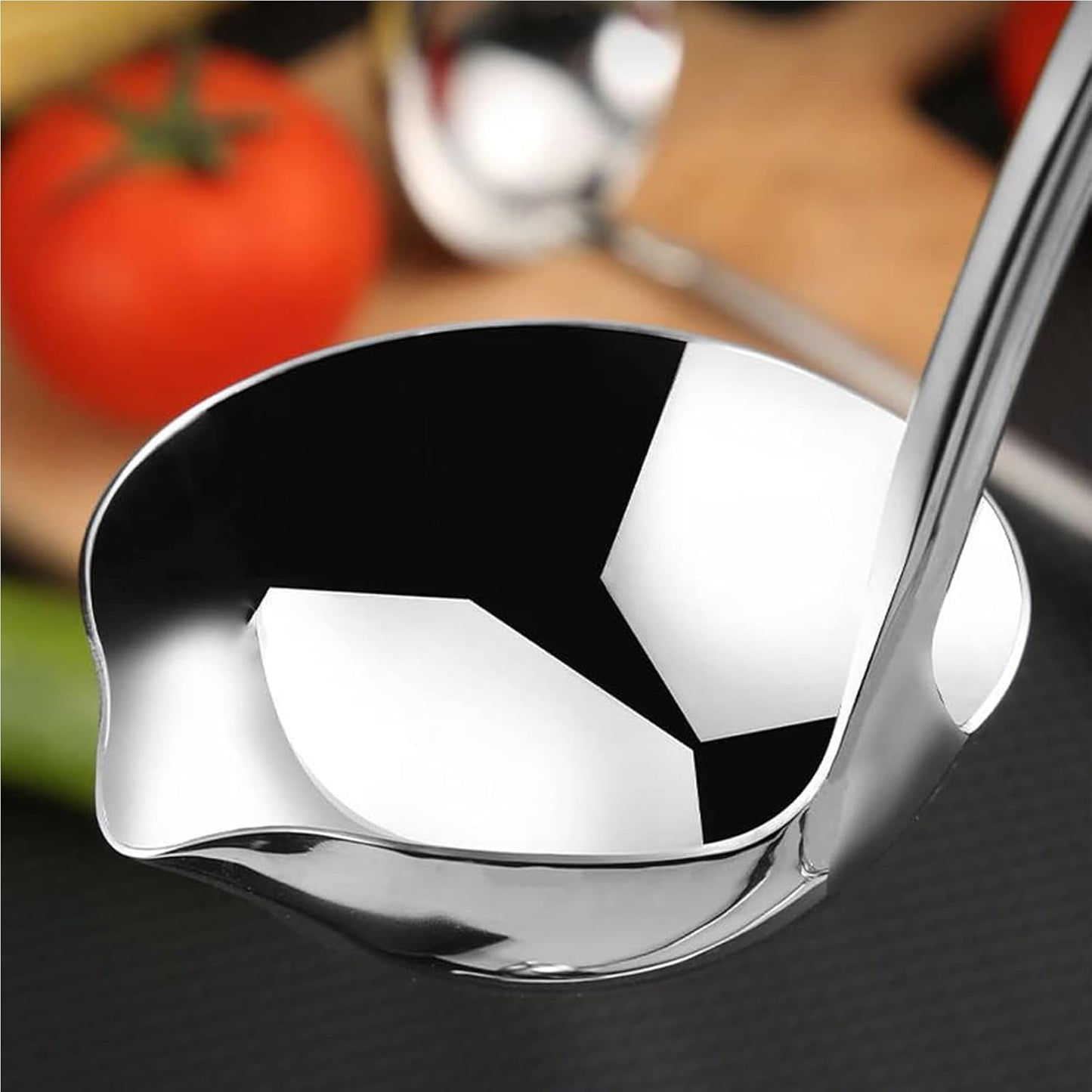 Soup Ladle 304 Stainless Steel Heavy Ladle with Pour Spout for Soups, Serving, Cooking, Stews and More 11.8 inch