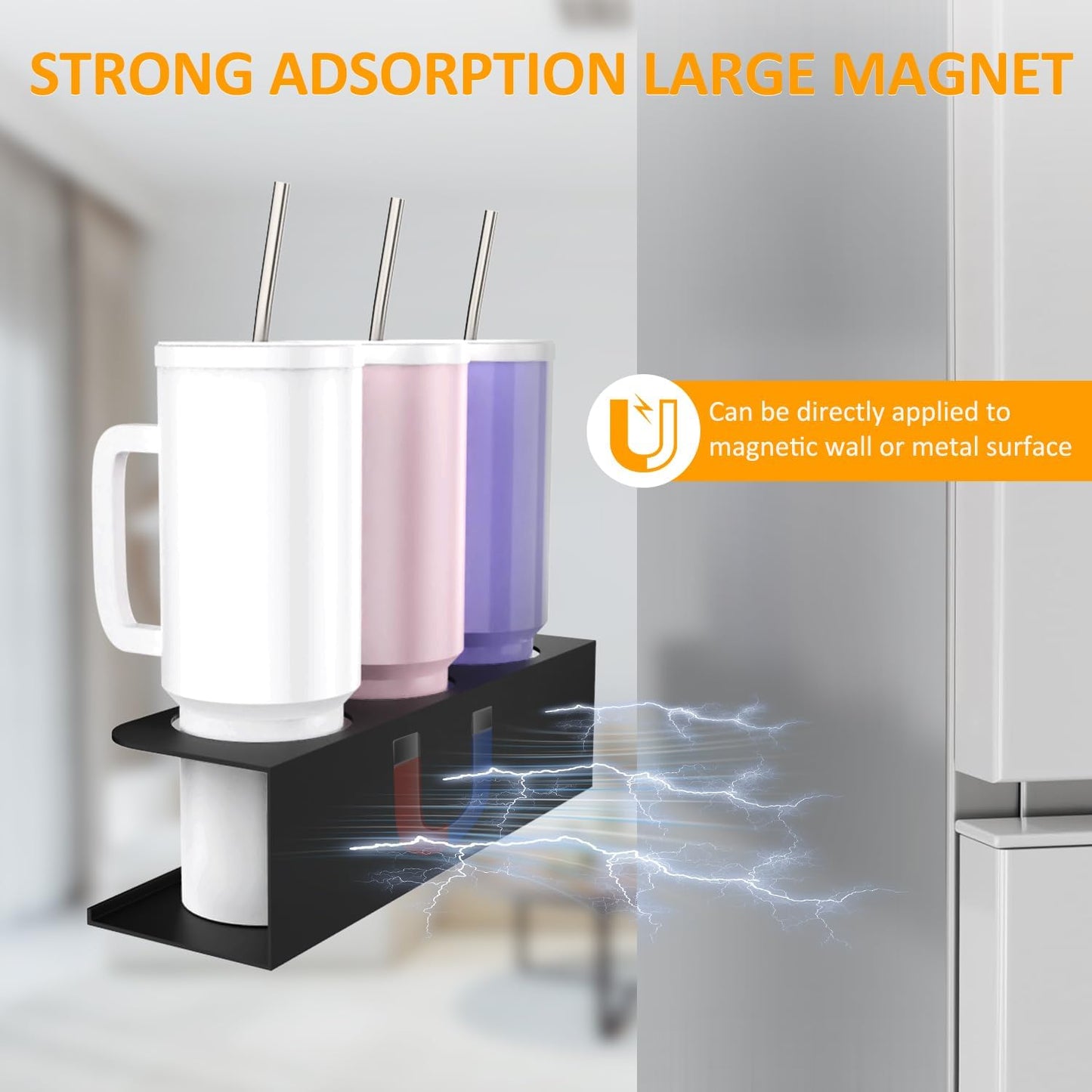 Magnetic Cup Holder for Stanley 30/40 oz Water Bottles, Tumbler Organizer for Stanley Cup, Strong Magnetic Storage Organizer Holder, Flexible Disassembly, for Kitchen, Refrigerator-1 Pack