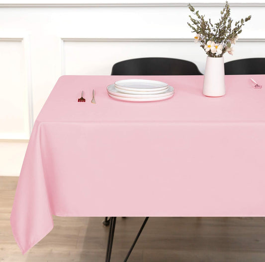 sancua Rectangle Tablecloth - 54 x 78 Inch - Stain and Wrinkle Resistant Washable Polyester Table Cloth, Decorative Fabric Table Cover for Dining Tables, Buffet Parties and Camping, Pink