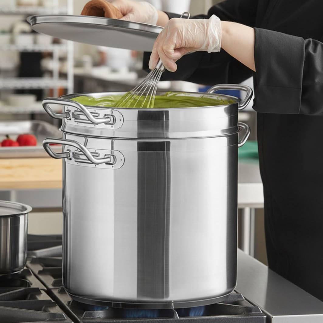 TrueCraftware-16 Quart Stainless Steel Double Boiler 3 Piece Set- Steam Melting Pot Cookware Stainless Steel Double Boiler Pot for Melting Chocolate Candy Butter and Cheese Dishwasher & Oven Safe