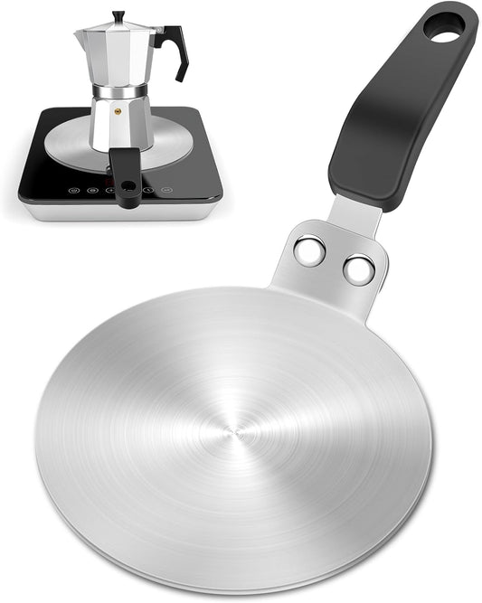 7.9in Induction Cooker Adapter Plate Stainless Steel Heat Sink for Aluminum Moka Pot Coffee Maker for Home and Camping 20cm