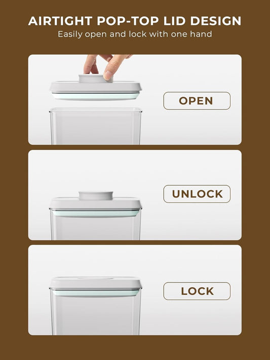 Cereal Containers Storage, 2 Pack Rice Holder, 4.22 Qt - 6 Lbs Food Storage Container Bin with Pop-up Lid for Rice Flour Sugar, Dry Food Holder for Kitchen Pantry Organization and Storage