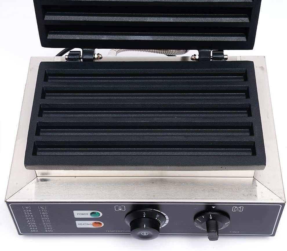 110V Churro Maker Machine, Nonstick Commercial Waffle Baker, Countertop Waffle Machine Stainless Steel Churros Maker Makes 5 Waffles, Waffle Maker 1550W