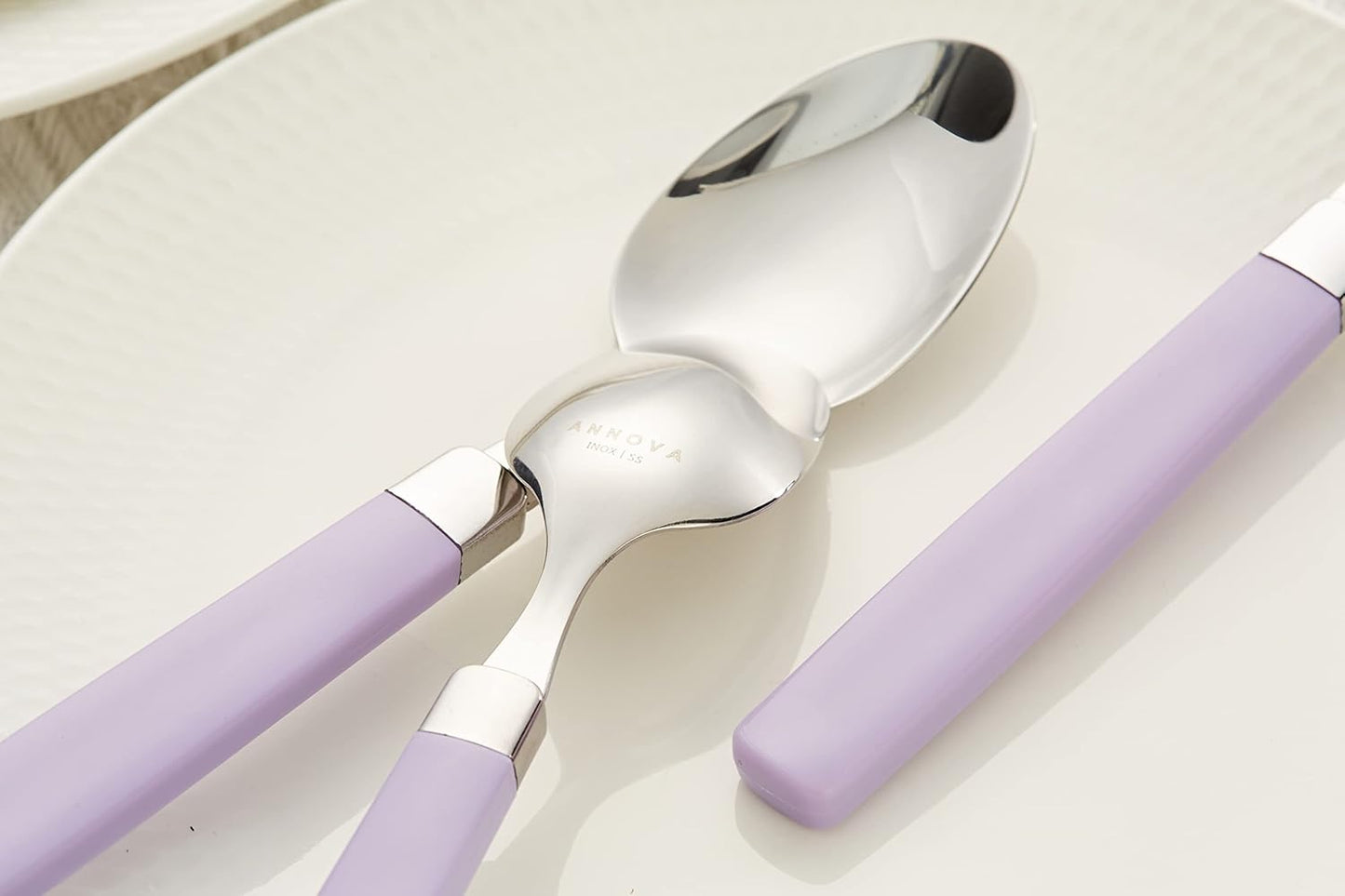 ANNOVA Silverware Set Stainless Steel Colorful Tableware Kitchen Flatware Set Utensils, Includes Dinner Knives, Forks, Spoons, Salad Forks & Dessert Spoons (Lilac, 20 Pieces)