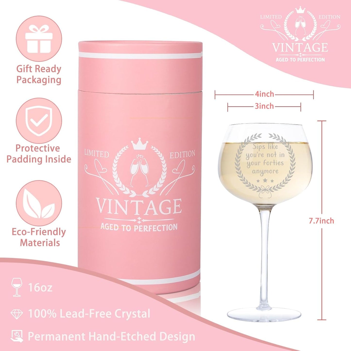 50TH Birthday Gifts for Her Women, Funny Happy 50TH Birthday Decorations for Women, 50 Year Old Gifts for Woman, Unique Wine Glass Gift Ideas for Woman Friends Sister Mom Wife Aunt Turning 50