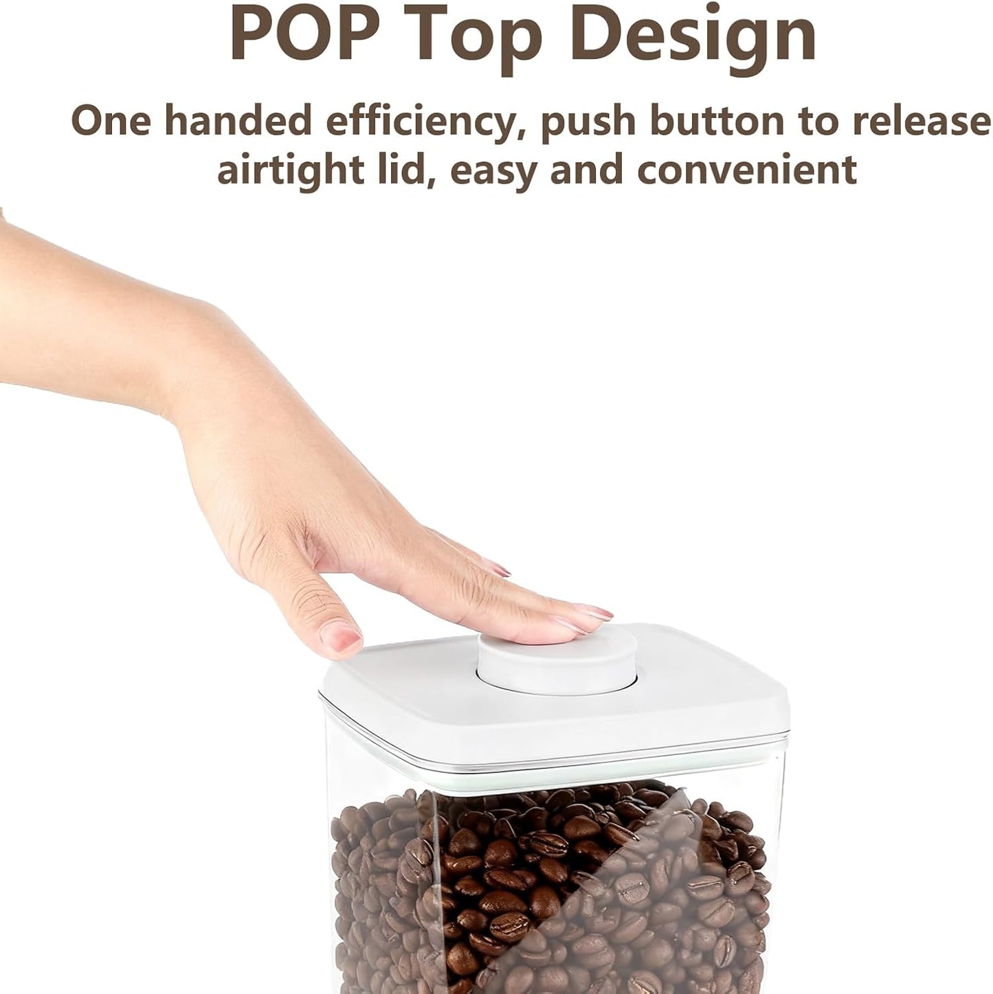 Large Pop Airtight Food Storage Containers Set with Lids 4.2Qt/4L Food Containers with Scoop, Kitchen Pantry Organization and Storage, BPA Free Stackable Cereal Container (4 * 4.2Qt)