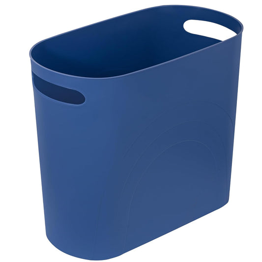 rejomiik Small Trash Can, 3.5 Gallon Slim Garbage Can Plastic Waste Basket with Handles Container Bin for Narrow Spaces Bathroom, Bedroom, Kitchen, Office at Home, Blue