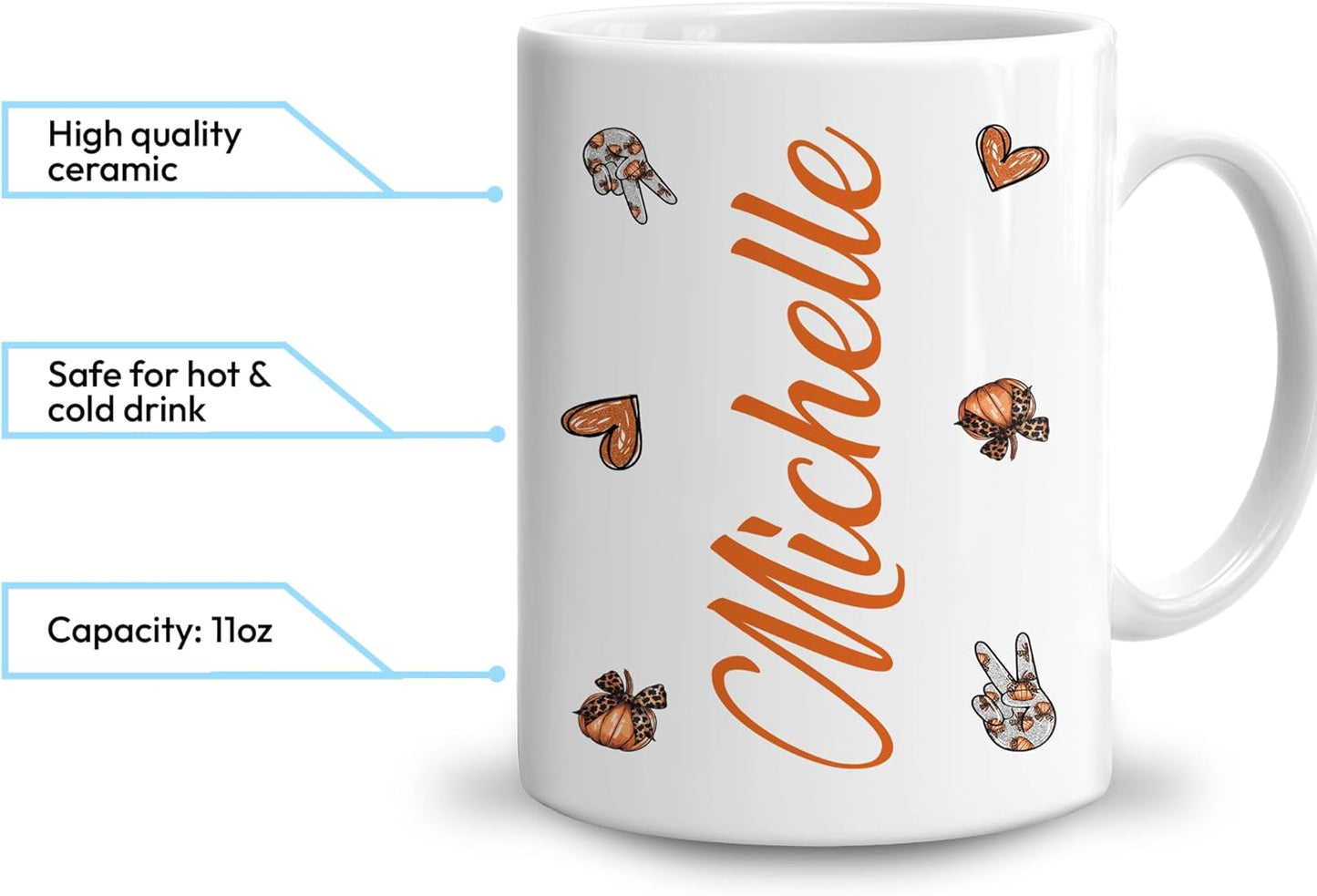 Hyturtle Personalized Fall Autumn Mug Gifts - Pumpkin Spice - Custom Name Coffee Cup Ceramic Mug 11oz 15oz - Autumn Gifts - Fall Thanksgiving Decor Gift - Birthday Christmas