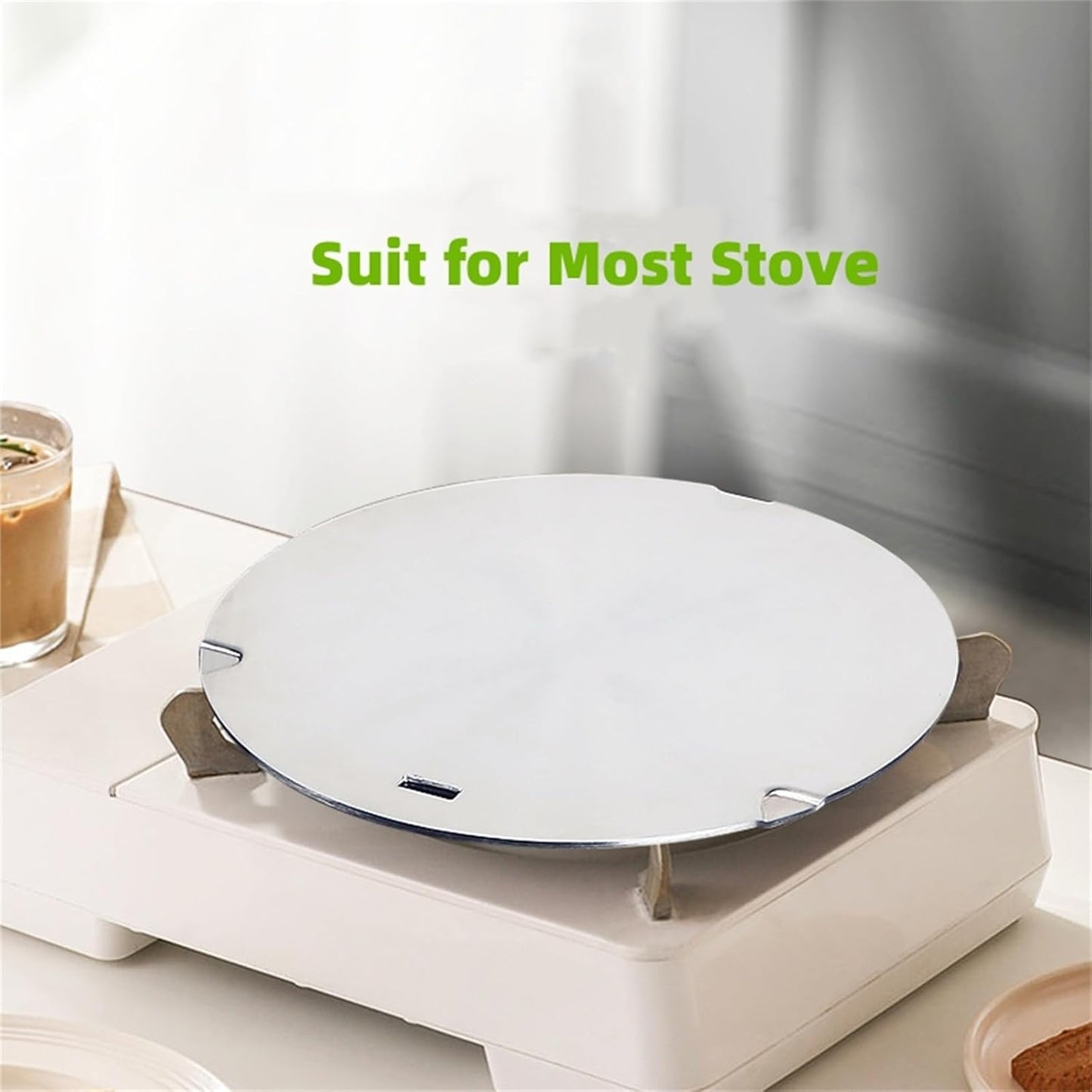 Induction Cooktop Adapter Plate, Heat Diffuser for Gas Stove Cooktop, Beswarmy Stainless Steel Induction Converter Disk Simmer Plate with Detachable Handle 22cm