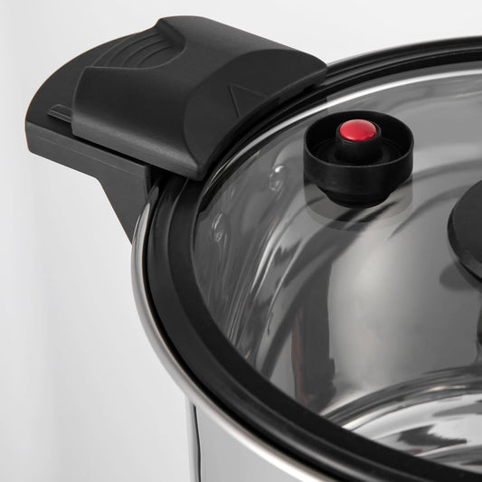 7.4Qt Pressure Pot, 60Kpa Pressure Canner Cooker with One-hand Operating Glass Lid, Stainless Steel Instant Fast Cooking Pot Suit for Family of 6-7 (Silver)