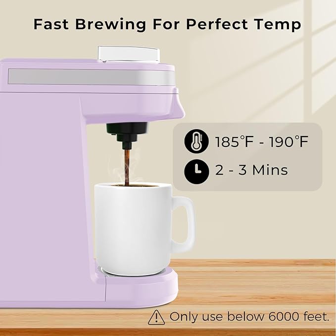 CHULUX Mini Coffee Maker for K Capsule, Single Serve Coffee Maker for One Cup Americano, Lightweight Pod Coffee Machine, Lavender