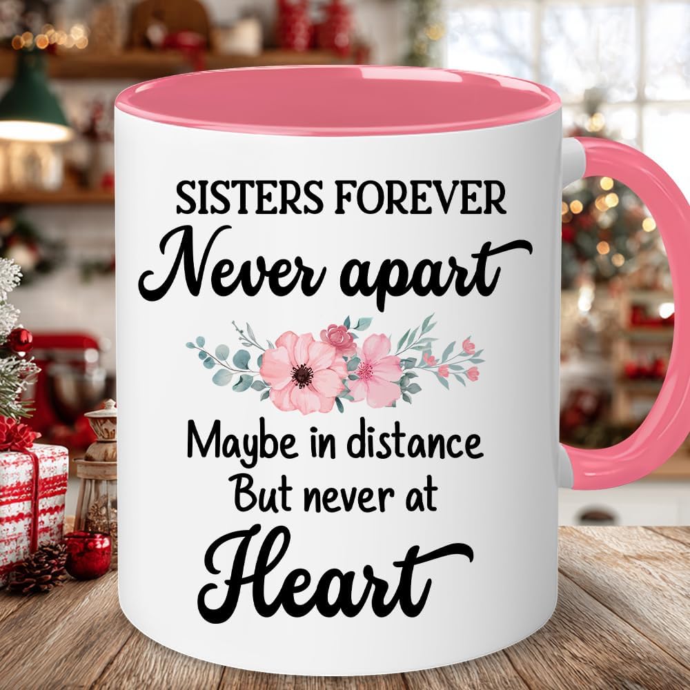 Personalized Bestie Cup - Christmas, Birthday Mug For Sister, BFF - Friendship Gift For Sisters, Besties, Best Friends - Sisters Forever - Birthday Moving Away Gifts BFF, Friend, Women, Her