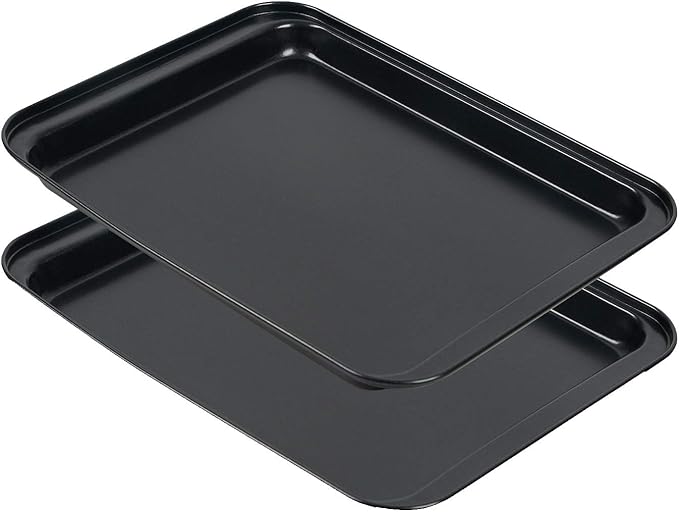 Small Baking Sheet 2 Pack, Shinsin 8 Inch Nonstick Baking Pans for Oven w/Rimmed Border, Professional Reusable Baking Trays for Toaster Oven Replacement