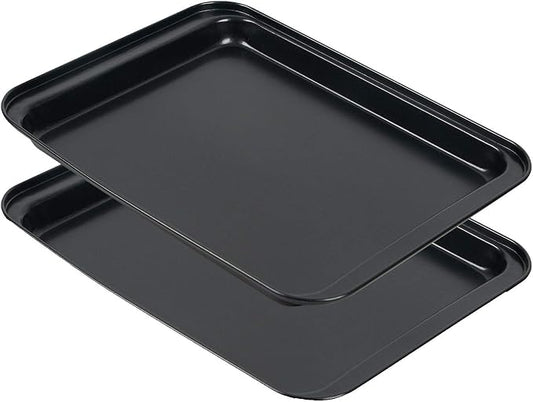 Small Baking Sheet 2 Pack, Shinsin 8 Inch Nonstick Baking Pans for Oven w/Rimmed Border, Professional Reusable Baking Trays for Toaster Oven Replacement