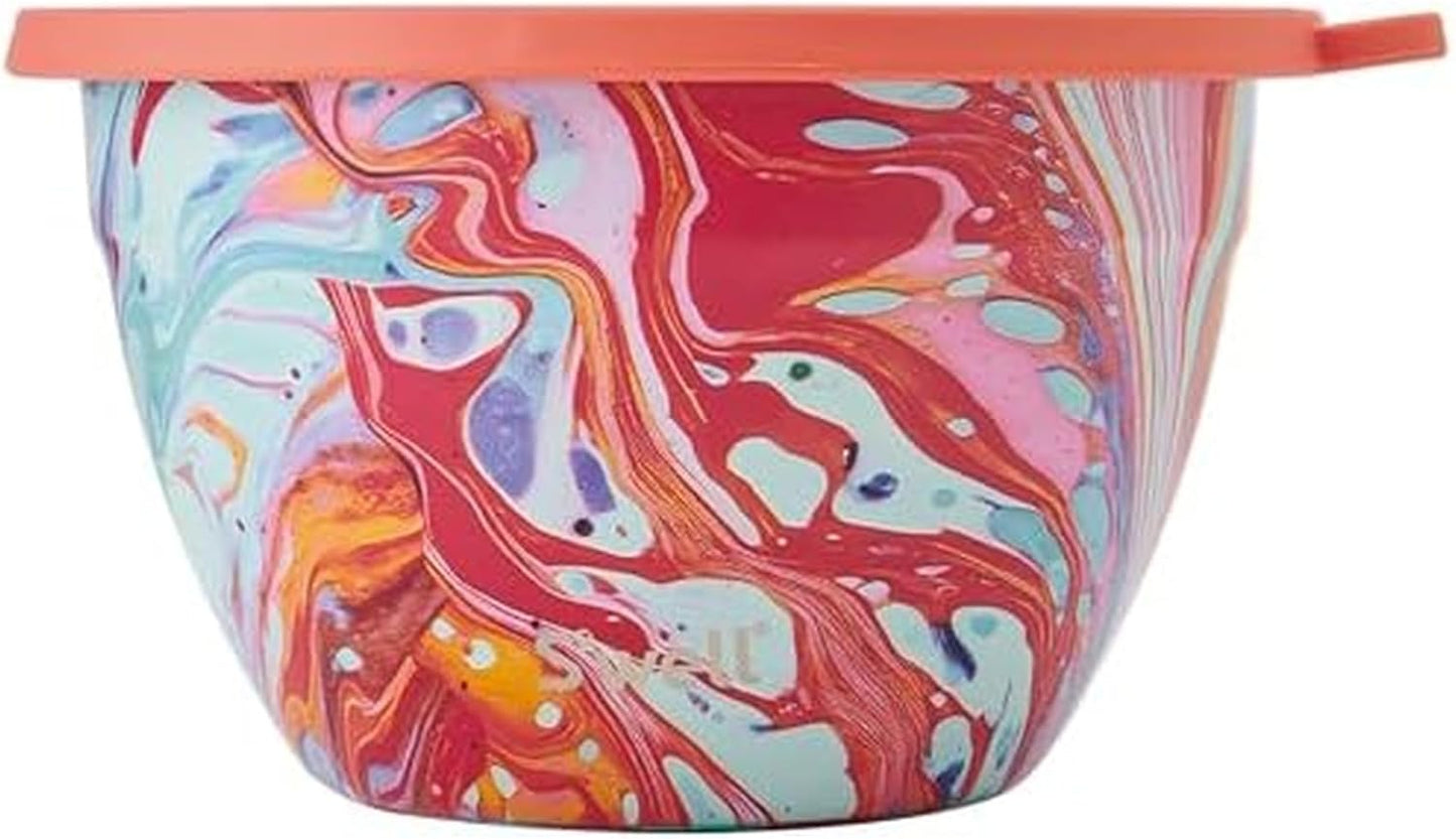 S'well Stainless Steel Salad Bowl Kit 64oz, Marble Swirl, Comes with 2oz Mini Canister and Removable Tray for Organization, Leakproof, Easy to Clean, Dishwasher Safe