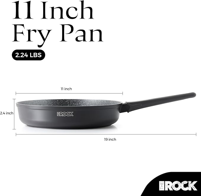THE ROCK SOHO 11-Inch Non Stick Frying Pan – Nothing Sticks, Never Warps, Lasts Longer, Healthy Skillet with Heat-Resistant Handle, PFOA Free, Oven & Dishwasher Safe, Black