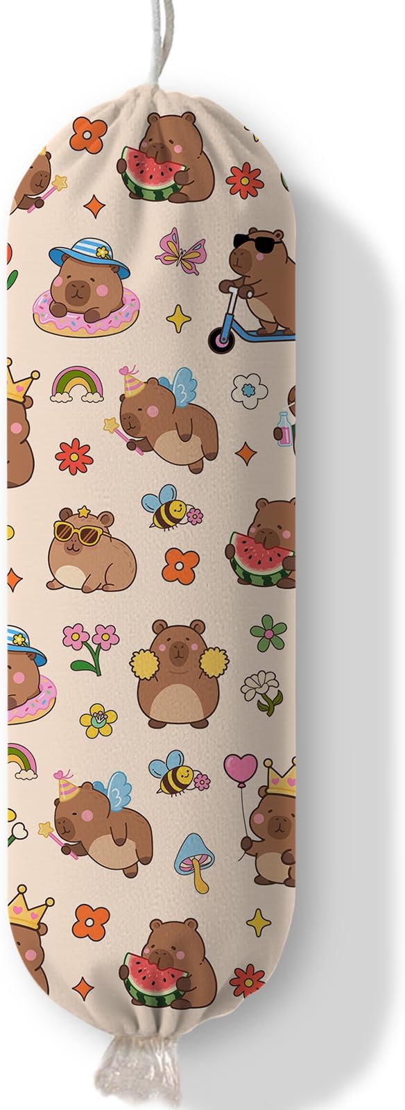 Capybara Plastic Bag Holder Dispenser, Plastic Grocery Bag Organizer & Wall Mount Paper Trash Bag Saver Storage for Kitchen Home Pantry Decor, Cute Animal Decor